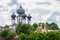 Onion shaped domes of a russian orthodox monastery