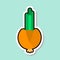 Onion Sticker On Blue Background Colorful Vegetable Icon