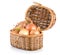 Onion in a wooden basket