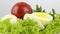 Onions, boiled eggs, lettuce, tomato, parsley