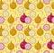 Onions seamless pattern. Bulb onion endless background, texture. Vegetable background. Vector illustration.