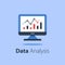 Online analytics, computer monitor and diagram, web statistic, internet big data