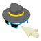 Online anonymity icon isometric vector. Mouse cursor men hat and sunglasses