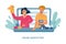 Online babysitting and education concept vector flat