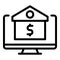 Online bank icon outline vector. Happy earn