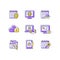 Online behavior monitoring purple RGB color icons set