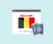 Online booking service on web browser site, trip, travel planning country Belgium national flag logo design.