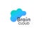 Online brain cloud storage vector illustration. Files and photos backup service icon. Web data storing and sharing