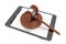 Online Business Concept. Tablet PC with a gavel