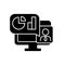 Online business presentation black glyph icon
