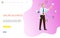 Online Business Web Poster, Man Arranging Icons