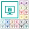 Online calendar flat color icons with quadrant frames