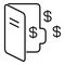 Online cash receive icon, outline style