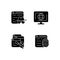 Online censorship black glyph icons set on white space