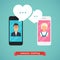 Online chat man and woman. Online dating graphic concept. Couple