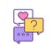 Online chatting, finding love RGB color icon.