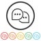 Online chatting line icon. Set icons in color circle buttons