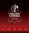 Online cinema banner with empty movie theater