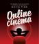 Online cinema banner with movie theater at home