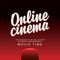 Online cinema banner with movie theater at home