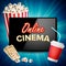 Online Cinema Banner Vector. Realistic Tablet. Popcorn, Drink, Clapping Board. Billboard, Marketing Luxury Illustration.