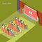 Online cinema flat isometric vector concept.