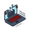 Online cinema isometric vector icon. Home cinema illustration