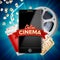 Online Cinema Poster Vector. Modern Mobile Smart Phone Concept. Good For Flyer, Banner, Marketing On Social Network