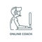 Online coach vector line icon, linear concept, outline sign, symbol