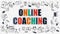 Online Coaching Concept. Multicolor on White Brickwall.