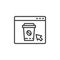 Online coffee ordering line icon