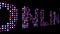 Online colorful led text over black