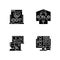 Online communication black glyph icons set on white space