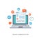 Online communication flat illustration with icons