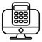 Online computer calculator icon outline vector. Record keeping