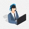 Online consultant isometric icon