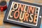 Online course banner on tablet