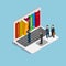 Online course education knowledge library flat isometric vector