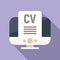 Online cv job icon flat vector. Boos seek