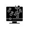 Online dance workout black glyph icon.