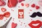 Online dating app concept with smartphone. Valentine`s day romantic celebration.