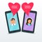 Online dating chat with two flat smartphones and bubble speeches in form of pink heart. Man and woman friendship, relationship