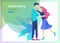 Online dating concept app login page with Funny cartoon characters couple. Modern graphic elements for web banners, web