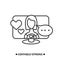 Online dating icon, woman on computer screen with speech bubble and love heart. Editable vector illustration.