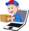 Online delivery cartoon