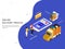 Online delivery process, isometric design with product order, pa