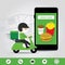 Online Delivery Service Concept Cartoon Vector illustration. Man riding a Scooter Motorcycle. Online food order infographic. COVID