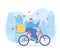 Online delivery service, man in bike with mask and smartphone, coronavirus covid 19, fast and free transport