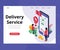 Online Delivery Service, Where package is been delivered Isometric Artwork Concept