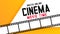 Online digital cinema movie time background with film strip